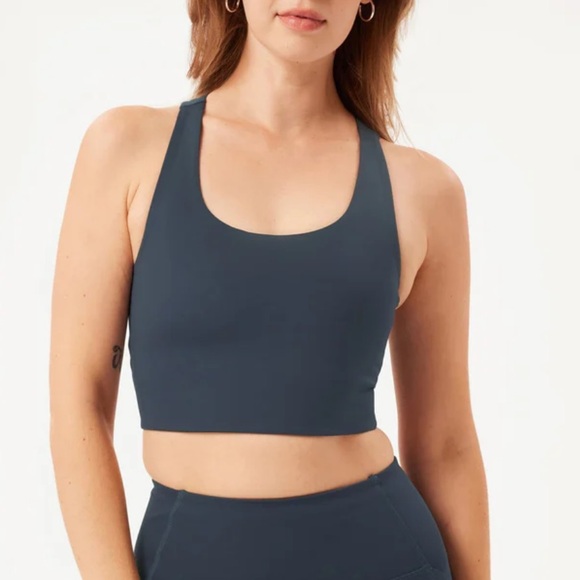 Girlfriend Collective Midnight Paloma Racerback Bra — Navy Blue — Small - Picture 3 of 6